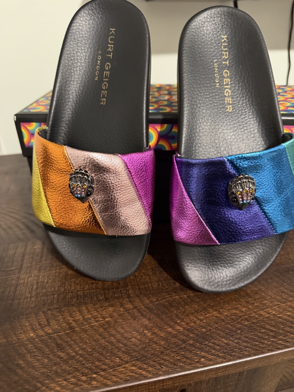 Kurt Geiger Rainbow Metallic Slide Sandals - Multicolor